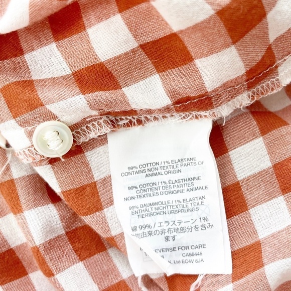 J. Crew Red Gingham Plaid Tie Front Button Down Shirt Size 4 - Picture 13 of 13